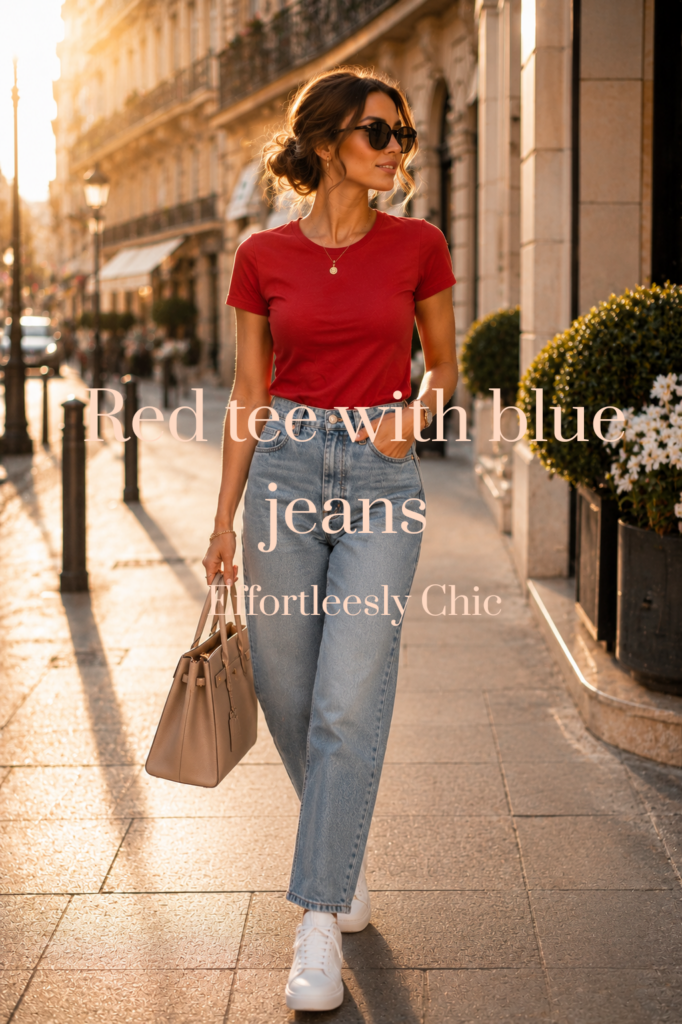 Red T-Shirt with Blue Jeans for Women 2026